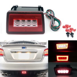 Xinctai 3-In-1 LED Rear Fog Light Kit For 2011-up Subaru Impreza WRX STi XV Crosstrek Stop Tail Brake Lamp Backup Reverse Light (Red Lens)