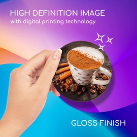 1 x Round Coaster - Cinnamon Spiced Latte Coffee Cafe Cork Backed MDF Glossy Tea Coffee Accessory #16529