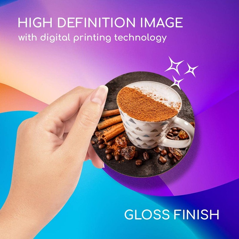 1 x Round Coaster - Cinnamon Spiced Latte Coffee Cafe