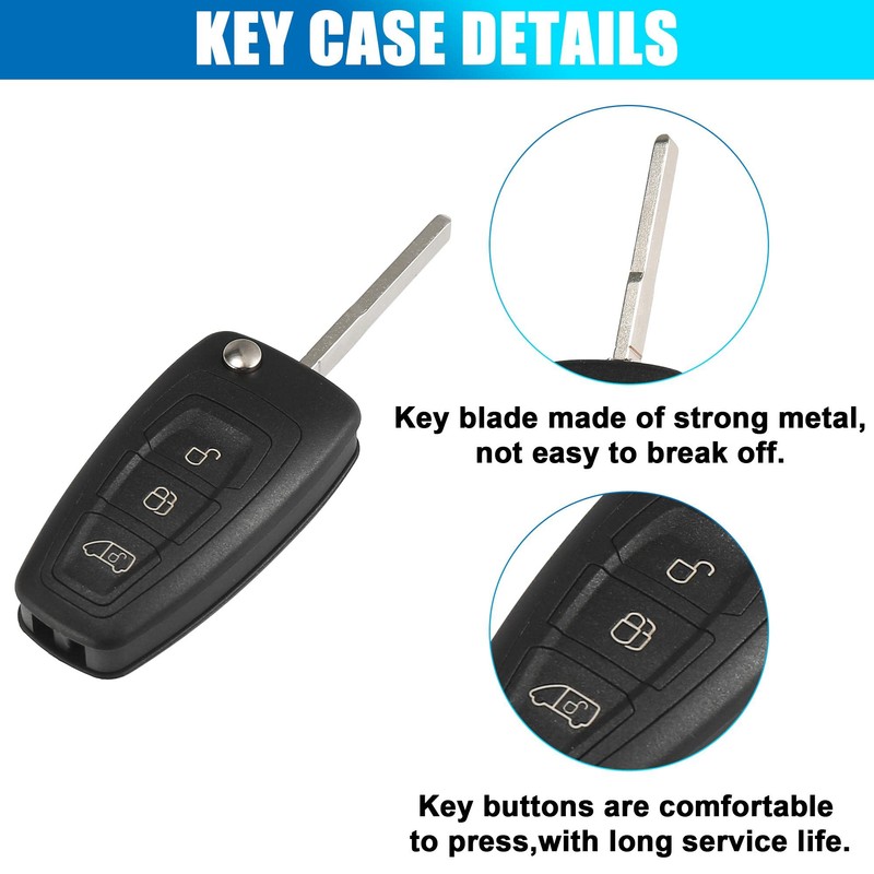 X AUTOHAUX 3 Key Button Car Key Fob Flip Key