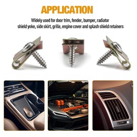 200PCS Car U Clips with Screw Assortment Kit Automotive Screws and Clips, 6/8/10/12 Assortment Interior Trim Fasteners with Stainless Steel Screws for Dash Door Panel Interior U Nut and Screw Clip