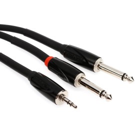 Roland RCC-15-3528V2 Black Series 3.5mm TRS Male to Dual 1/4" TS Male - 15 foot