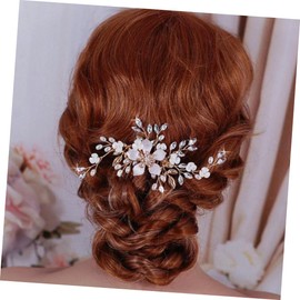 Baluue 1pc Golden Floral Hair Comb Artificial Rhinestones Elegant Bridal Hair Decoration for Weddings Engagements Special Occasions for Brides Bridesmaids