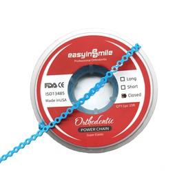 SNAWOP Dental Orthodontic Power Chain Multicolor Spool Elastic Rubber Bands for Teeth Braces (Closed, Light Blue)