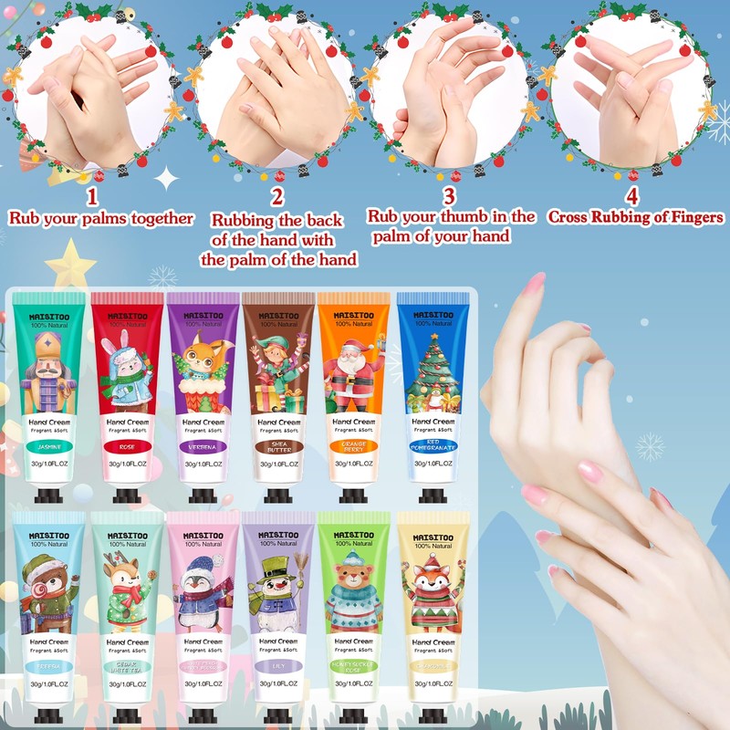 ZZXLOPEZ Hand Cream Set, 12 Pieces Moisturising Cream for Dry