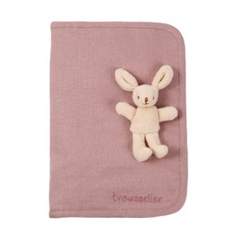Traseria Maternal and Child Notebook Case, Organic Cotton, Large Pocket, Card Slot, Zipper, Pocket, Baby Shower, Present (Rabbit/Pink)