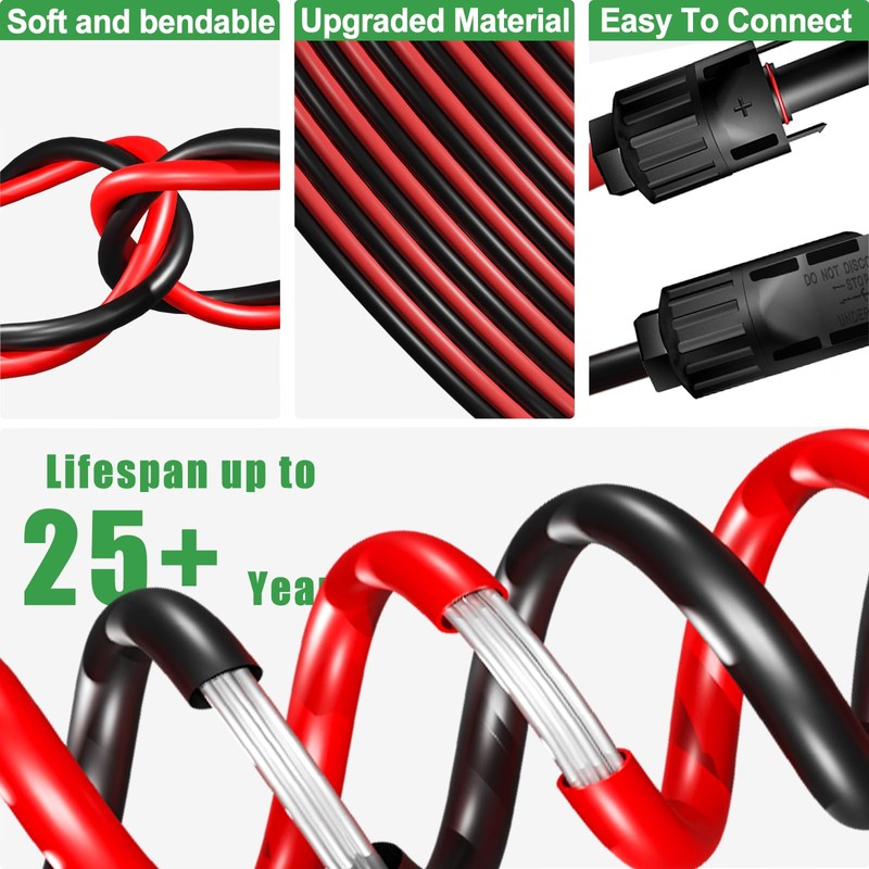 Feotech Twin Wire 40FT Solar Extension Cable - 10AWG (6mm²)