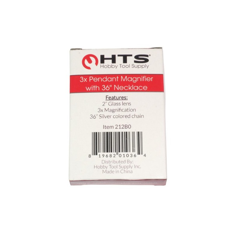 HTS 212B0 3X Silver Pendant Magnifier with 36" Necklace