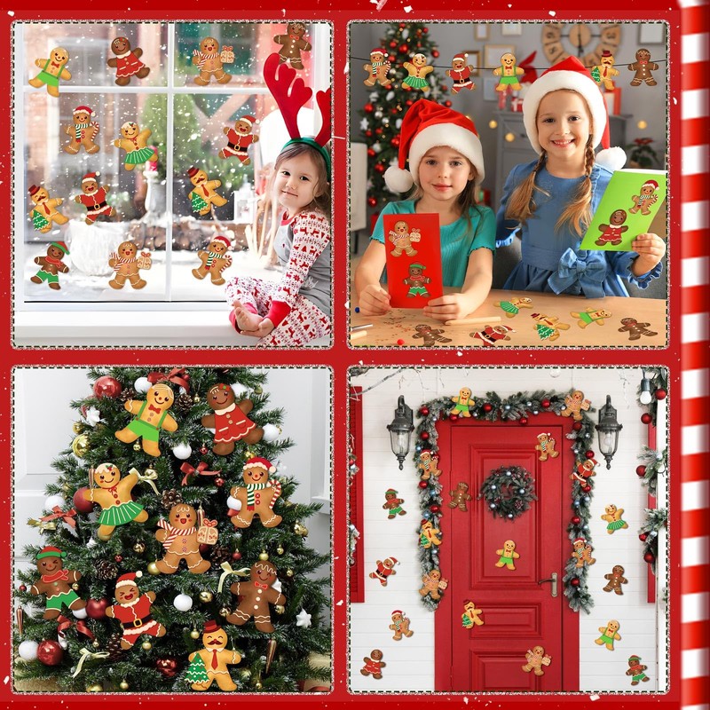 JUNEBRUSHS 57 Pcs Gingerbread Cutouts, Winter Christmas Gingerbread Bulletin Board