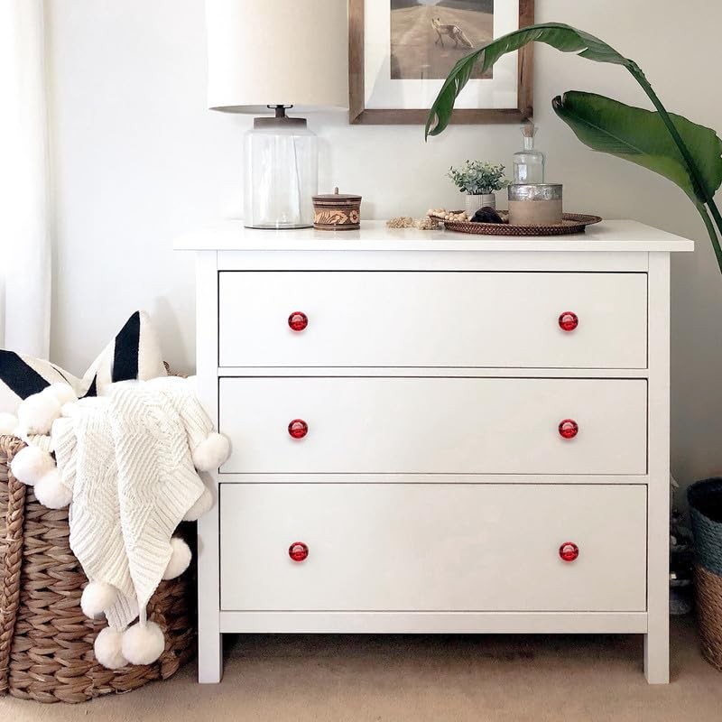 Ravinte Pack of 10 Crystal Drawer Knobs and Handles, Red