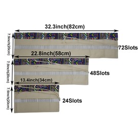 Maydahui Canvas Colored Pencil Roll Wrap 24/48/72 Slots Coloring Pencil Holder Organizer Storage Pouch Portable for Artist Drawing(National Style,24 Slots)