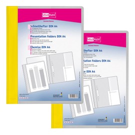 VELOFLEX Veloform A474101 File Folder, Pack of 2, DIN A4, Yellow, PVC, Crystal Clear Front Cover, Suitable for Document Wallets