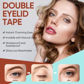 Eyelid Lifter Strips, Invisible Eyelid Tape for Hooded Eyes, Double Eyelid Tape, Instant Eyelid Lifting for a Natural Look, Suitable for Hooded, Droopy, Uneven, Natural-looking Eyelids Easily