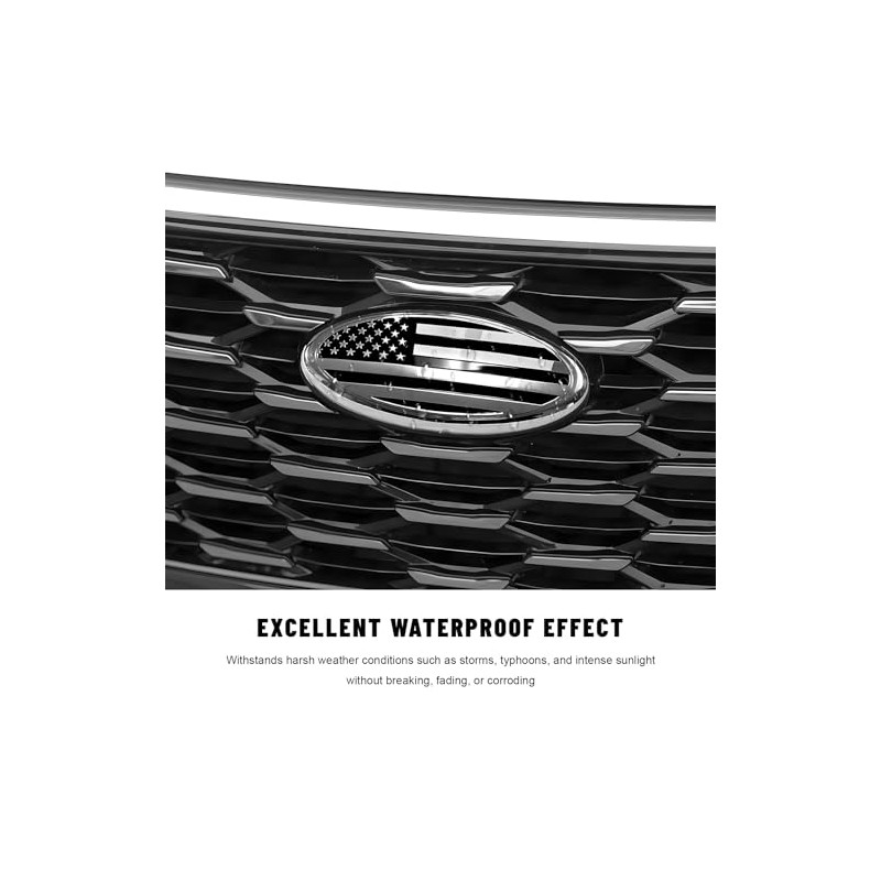 Sun Walker Front Grille American Flag Emblem, 9 Inch Aluminum