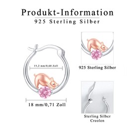 TRISHULA Pig Creole Earrings 925 Sterling Silver Animal Earrings Rose Gold Hoop Earrings Pigs Jewellery Graduate Gift for Women Girls Women Children, Sterling Silver