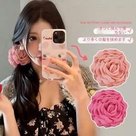 WENJESO French Retro Rose, Large Hair Clip, Shark Clip, Back Clip, Hair, Flower, Head Accessory, Women's, Resort Style