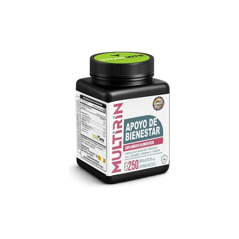 Multirin | 250 Cápsulas Orégano Ajo Jengibre Vitaminac Menta