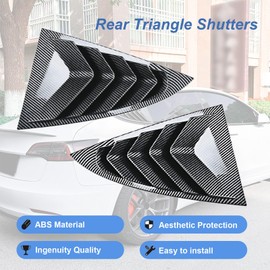 AULESSE Rear Side Window Louvers Decoration Compatible with Model 3 Highland 2024 2025 Exterior Decoration Accessories Air Vent Scoop Louvers Carbon Black