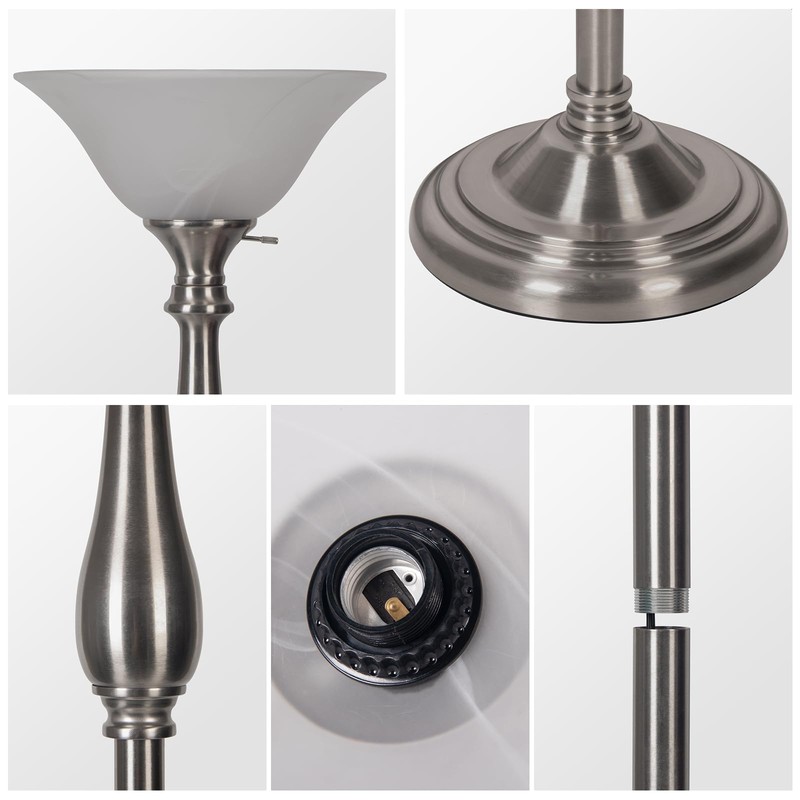Torchiere Floor Lamp for Living Room, Standing Lamp with White