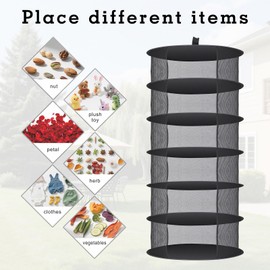 Huolacove Herb Drying Rack Hanging Collapsible Drying Net for Garden Hydroponic Plant, Flowers, Herbs,Dry Mesh Folding Dryer (8 Layer)