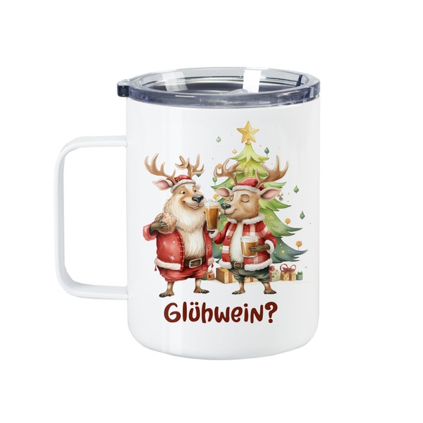 GRAZDesign Thermobecher Weihnachten, Glühweinbecher als Geschenk zu Weihnachten, Lustiges Motiv