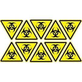 StickerTalk Biohazard Vinyl Stickers, 1 Sheet of 10 Stickers, 1 inch x 1 inch Each