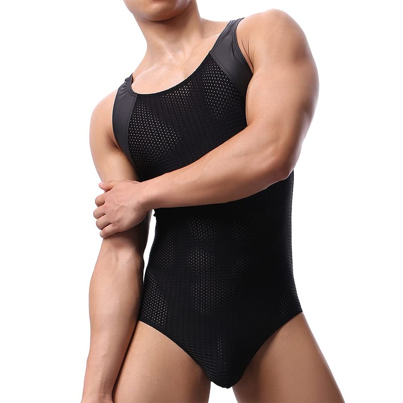 WMIERFI Men's Breathable Mesh Tank Top One Piece Wrestling Singlet