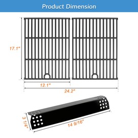 Grimate Grill Replacement Parts for Nexgrill 720-0925P - 4 Burner, Grill Grates, Heat Plate, Cast Iron, Porcelain Steel