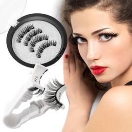 Natural Magnetic Eyelashes with Applicator - Reusable Magnetic Eyelashes Natural Look False Eyelashes without Eyeliner Best Magnetic Lashes No Glue with Clamp for Beginners (Magnetic Lashes-03)