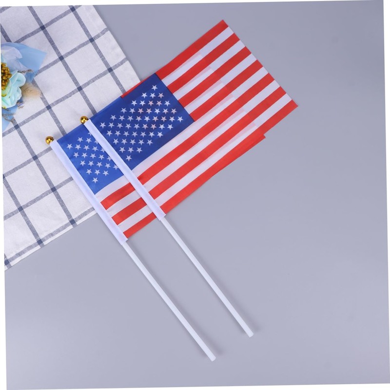 FUNOMOCYA Hand Held American Flag Stick 20pcs Polyester Plastic International