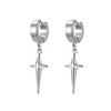 Silver Plated Star Hoop Earrings for Men Punk Star Dangle