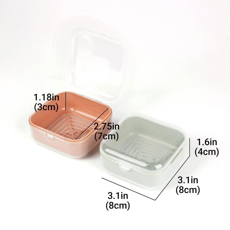 Adorila Small Travel Soap Case with Removable Drainage Tray, Pack