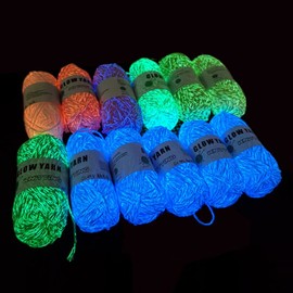 5 Rolls Glow in The Dark Yarn Upgraded Knitting Glowing Crochet Yarn for Crocheting, Luminous Sewing Supplies for Knitting DIY Arts Crafts (Apricot)
