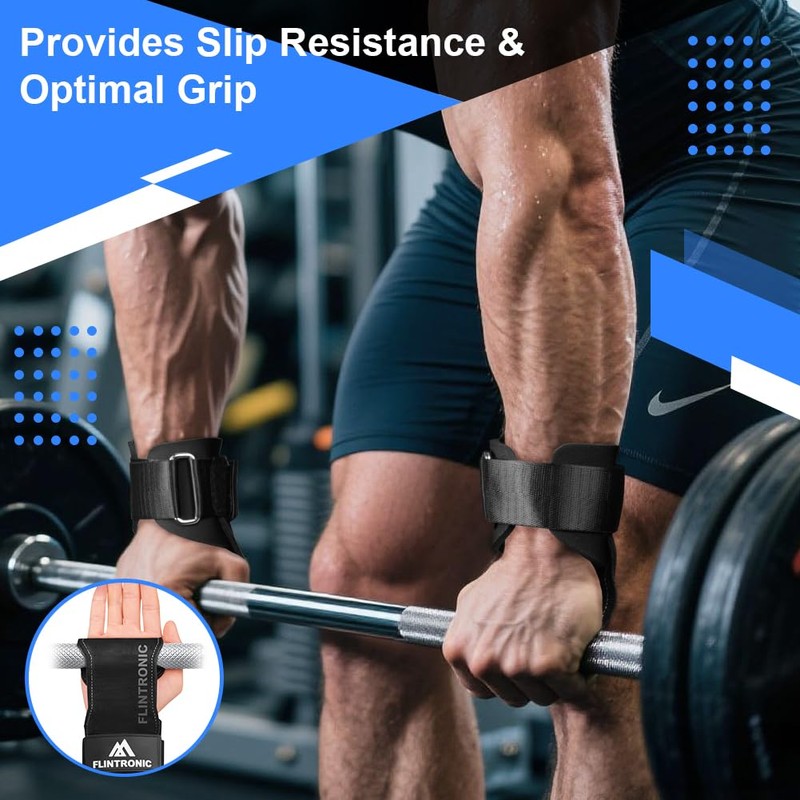 Flintronic Weight Lifting Wrist Strap, Leather Weightlifting Grip Strap, Enhanced