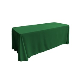 LA Linen Polyester Poplin Washable Rectangular Tablecloth, Stain and Wrinkle Resistant Table Cover 90x132, Fabric Table Cloth for Dinning, Kitchen, Party, Holiday 90 by 132-Inch, Emerald Green