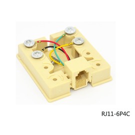 Surface Mount Telephone Jack Box, Single Port RJ11 6P4C, 4 Screw Terminals, Ivory