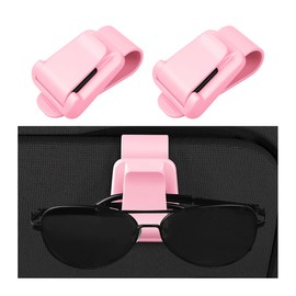 Mandark Car Sunglass Holder, 2PCS Vehicle Sun Visor Eyeglasses Holder Clip, Automotive Interior Glasses Ticket Card Organizer Mount Hanger Clip Accessories, Universal for Most Cars (Pink)