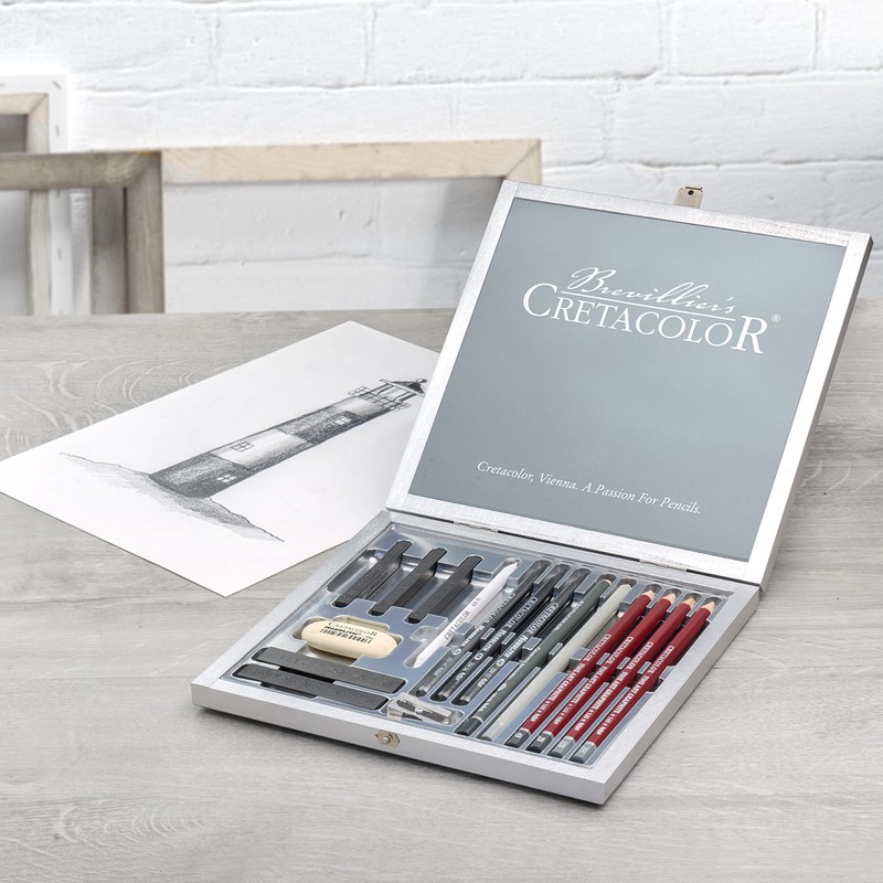Creta Color Künstlerset Graphit Stifte Zeichenset Silver Box 17-teilig in