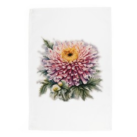 Purely Home Floral Chrysanthemum Tea Towel - Watercolour Garden Flowers Panama Cotton Kitchen Dish Towel/Drying Cloth - 67cm x 45cm