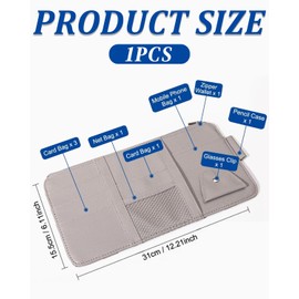 BNREOZA 1 x Car Sun Visor Organiser, Multifunctional Storage Clip, Car Interior Leather Organiser, Car Decoration Products, for Sunglasses Holder, Multifunctional Storage Bag