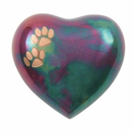 Small/Keepsake Multi-Colored Brass Arielle Heart Cremation Urn, 17 cubic inches