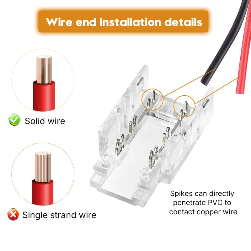 SDLDEER 2 Pin 8mm Led Strip Light Connectors, 15Pcs Led