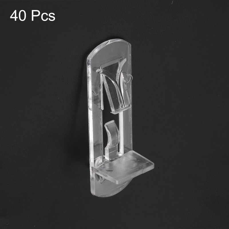 sourcing map 40pcs Cabinet Shelf Clips 5mm/0.2" Self-Locking Polycarbonate Plastic