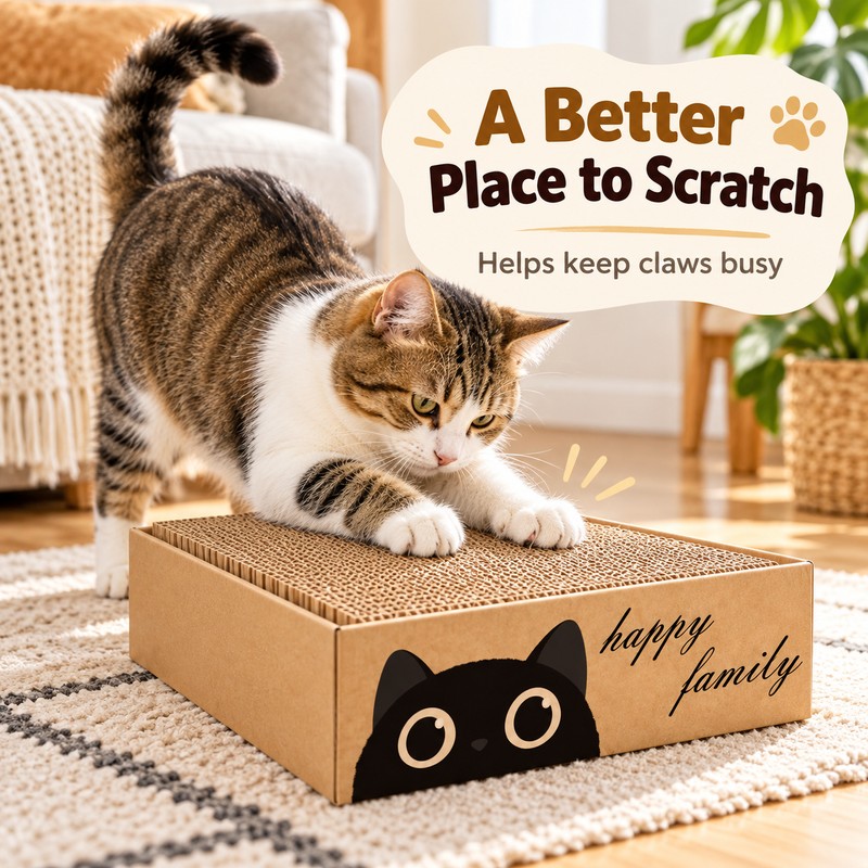 Cardboard Cat Scratcher Bed for Indoor Cats – Durable 5-Layer