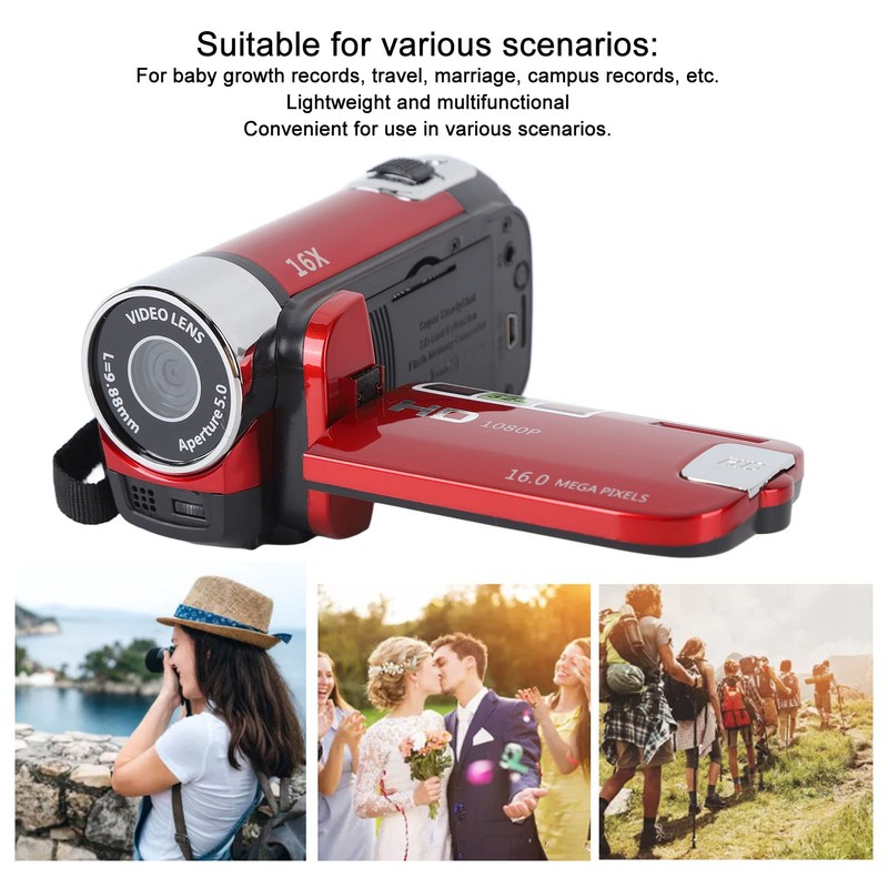 Video Camera Camcorder, 16x 1080P 30FPS Vlogging Camera Recorder with