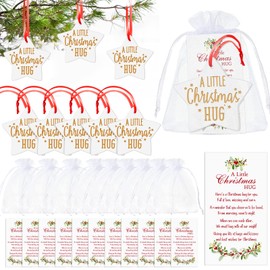 36 Pcs Operation Christmas Ornaments Coworker Employee Appreciation Thank You Gift Ceramic Sign Christmas Hug Berry Sign with Cards Organza Bags for Xmas Holidays Tree Decoration (Star Style)