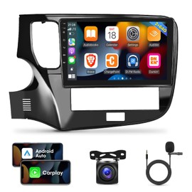 [2G+64G] Car Radio for Mitsubishi Outlander 2018 2019 2020 2021, 10.1 inch Android 13 Touch Screen Stereo, Carplay/Android Auto/Hi-Fi Audio/1080P/SWC/Bluetooth + AHD Backup Camera + MIC