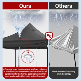 CLAETF 10x10 Canopy Replacement Top for Pop Up Canopy Tent - 4 Drainage Holes，10x10ft Canopy top Suitable for Most of The Standard Canopy(top only, Black)