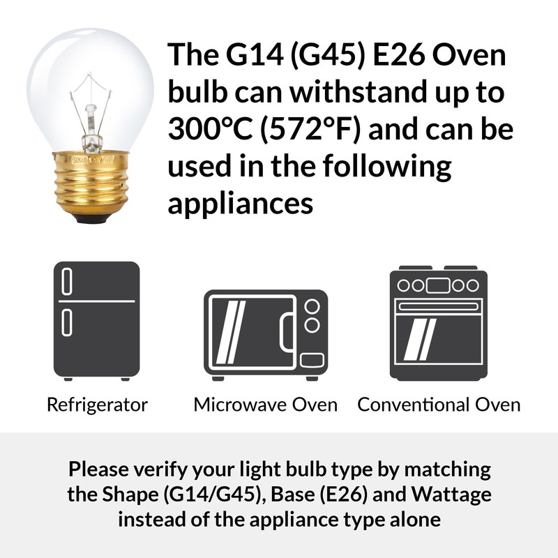 Simba Lighting Oven Light Bulb 300°C/572°F Rated G45 G14 40W