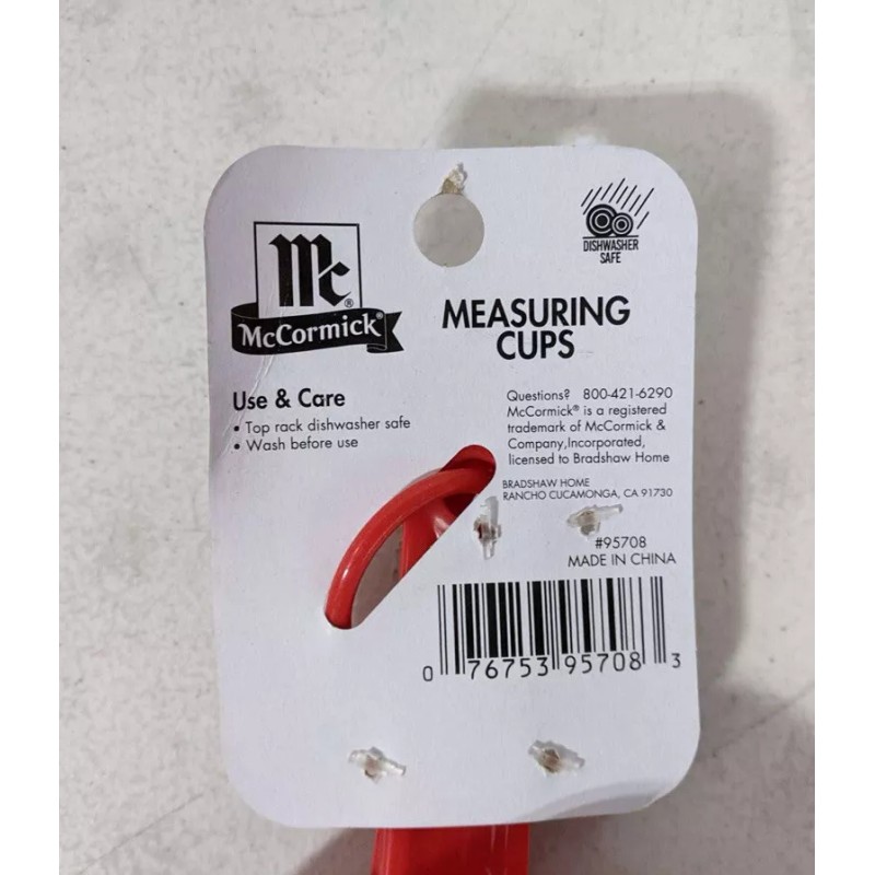 Mccormick Set Of 4 Mccormick Red Plastic Measuring Cups On